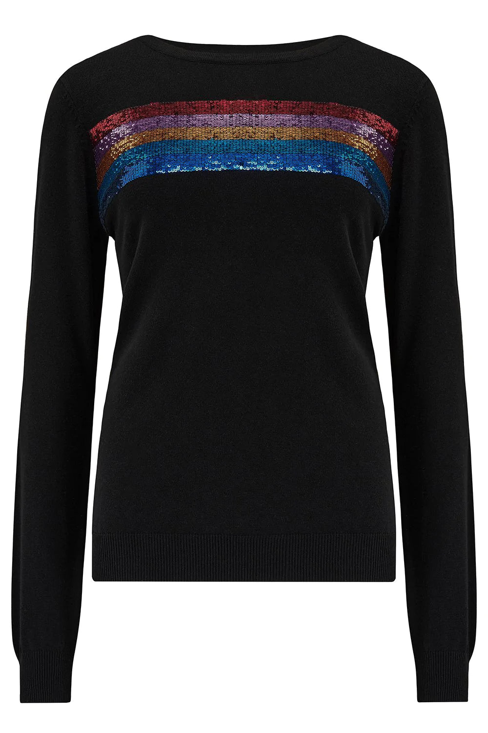 Sugarhill Cece Sequin Jumper Black Rainbow Split - BouChic 