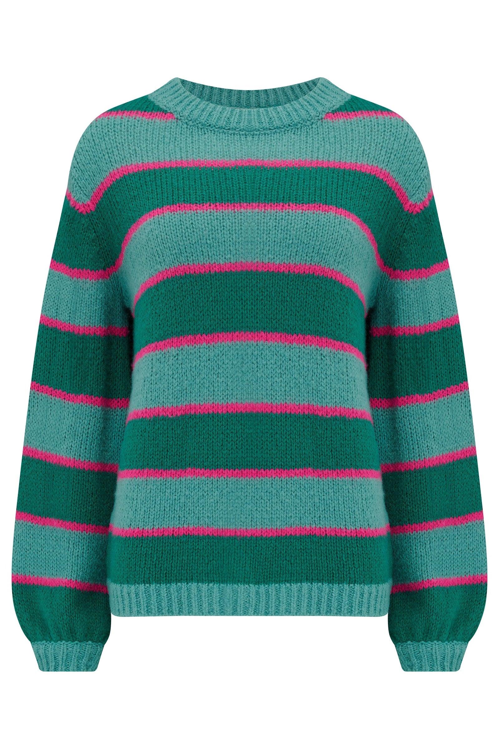 Sugarhill Essie Jumper Green, Pink Highlight Stripes - BouChic 