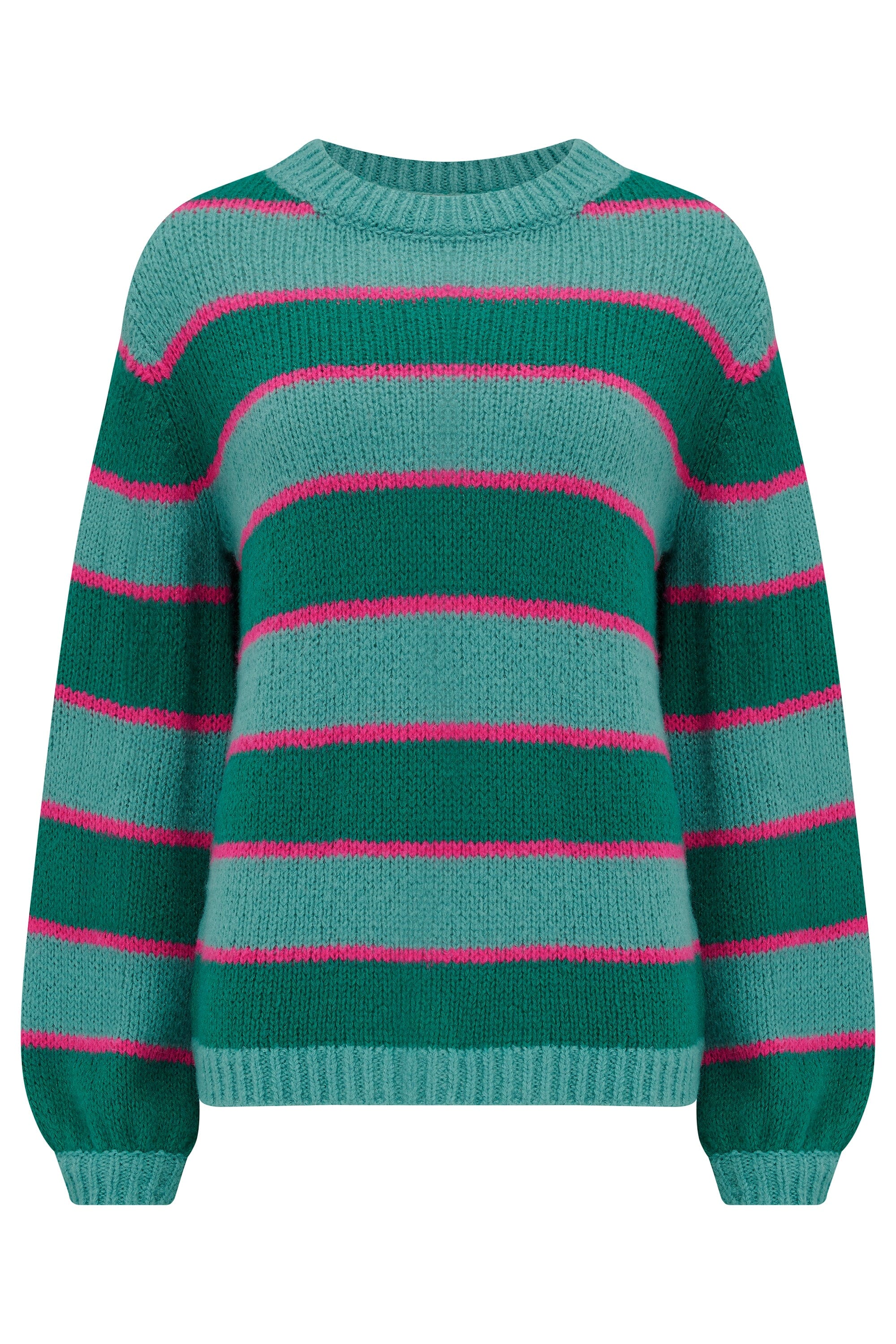 Sugarhill Essie Jumper Green, Pink Highlight Stripes - BouChic 