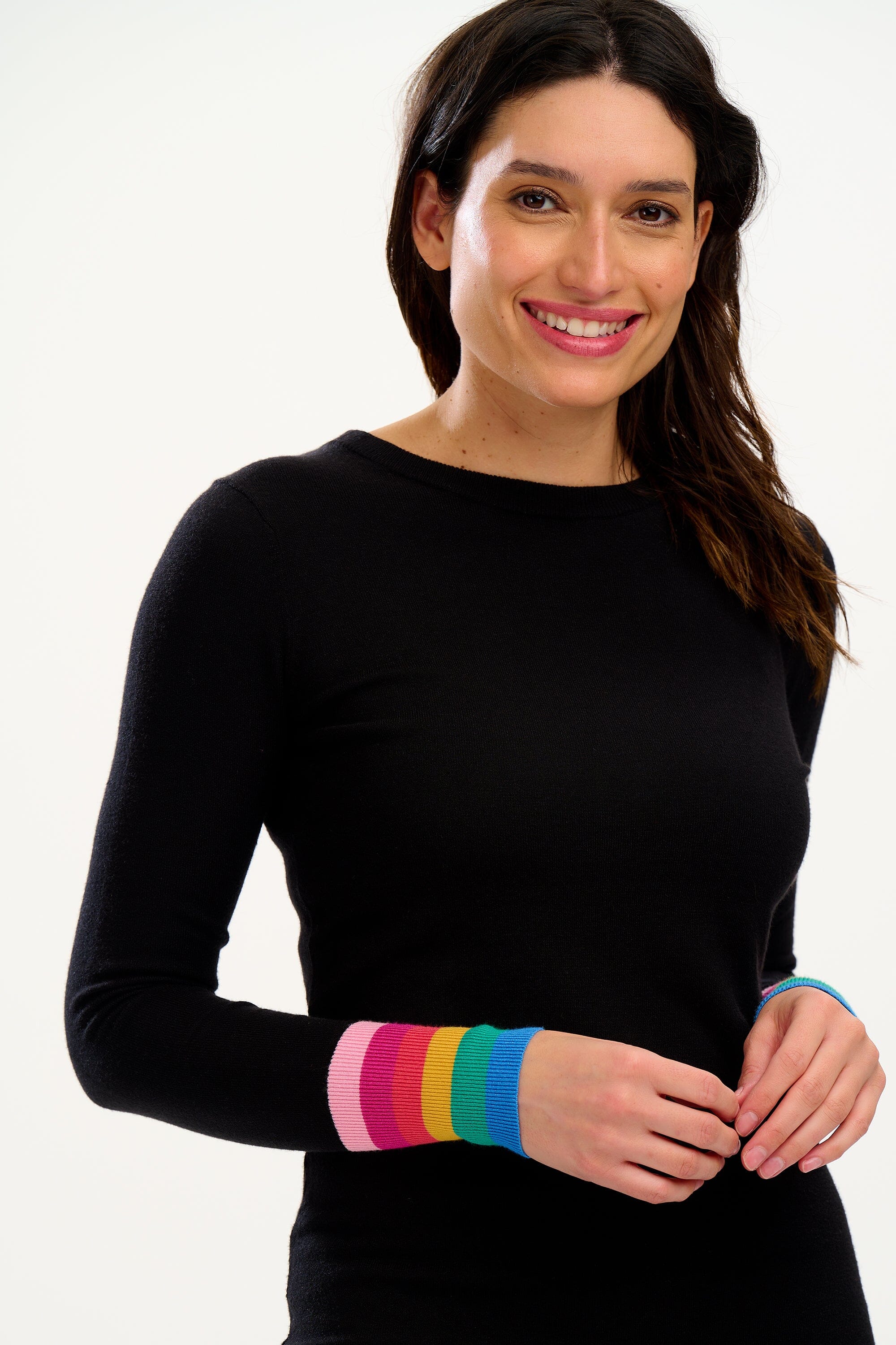 Black dress with rainbow stripe hotsell