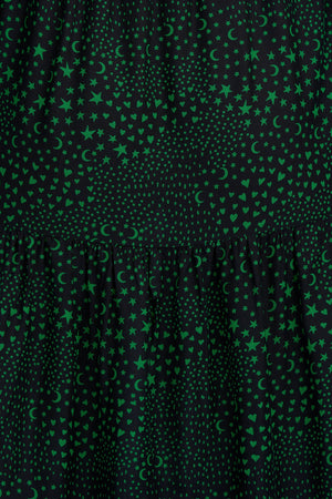 Sugarhill Nola V-neck Tiered Maxi Dress - Black/green, Star Polka Patchwork - BouChic 