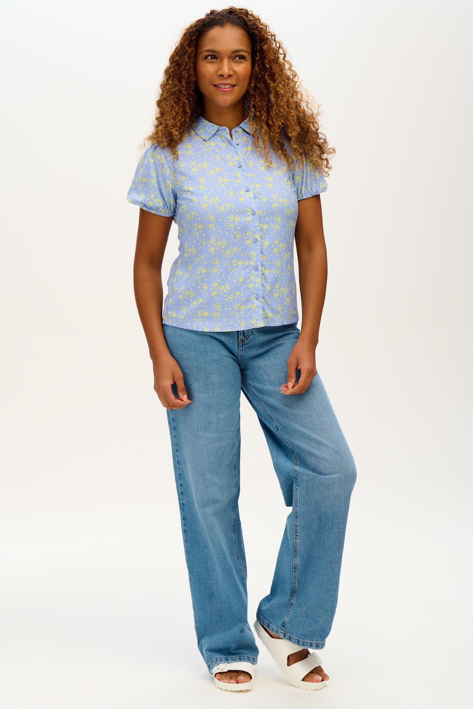 Sugarhill Romana Shirt Star Meadow Blue/Lemon - BouChic 