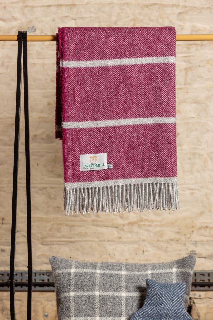 Tweedmill Lifestyle Throw Broad Stripe Rosewood - BouChic 