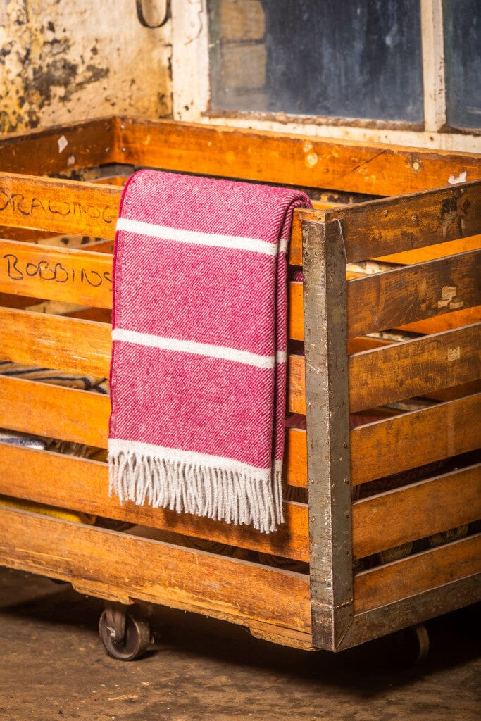 Tweedmill Lifestyle Throw Broad Stripe Rosewood - BouChic 