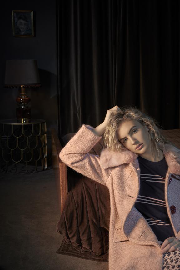 Blush boucle coat deals
