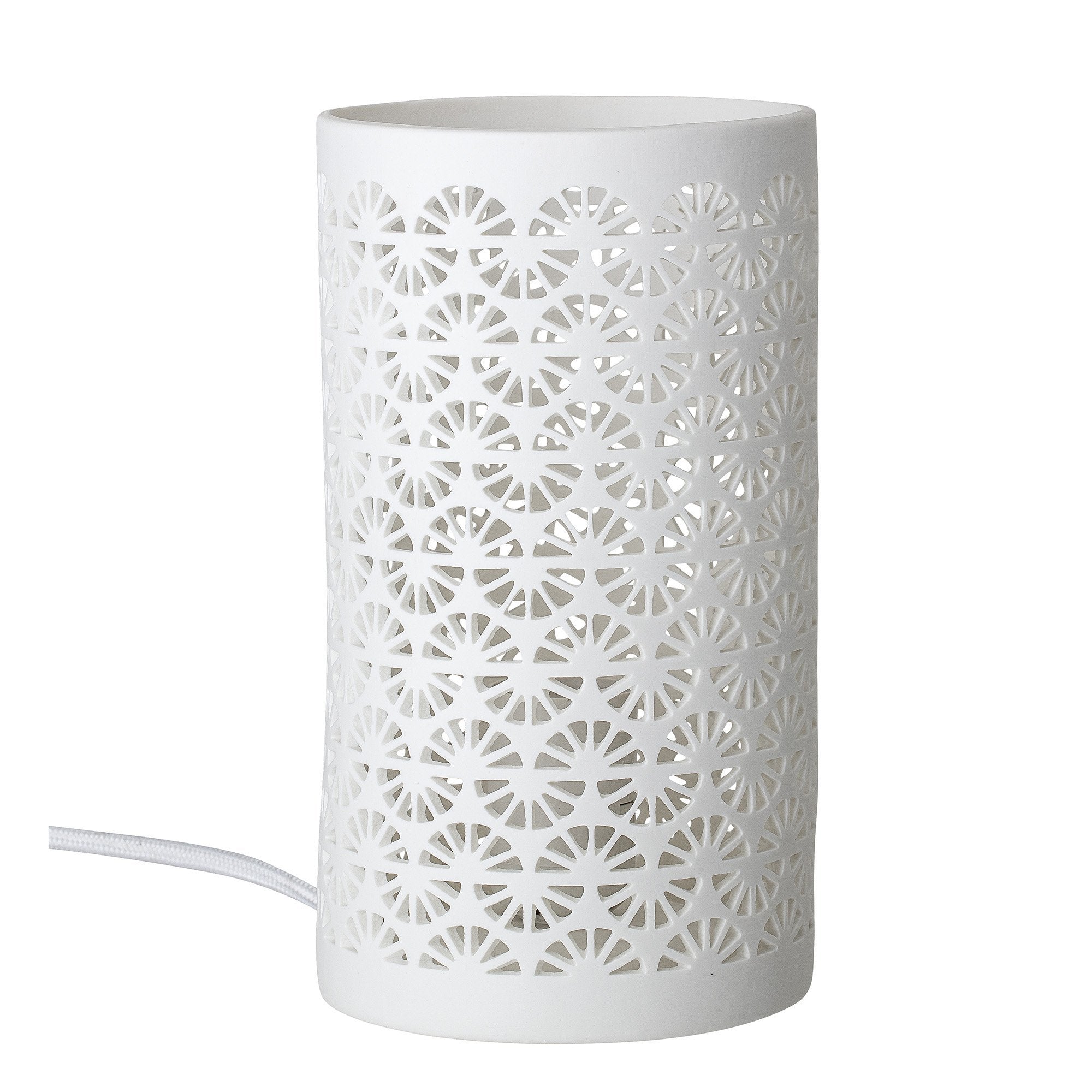 Bloomingville White Porcelain Patterned Table Lamp - BouChic 